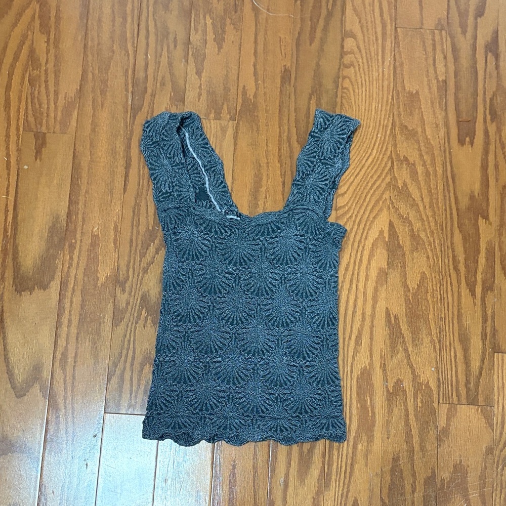 Free People Charcoal Lace Tank Top